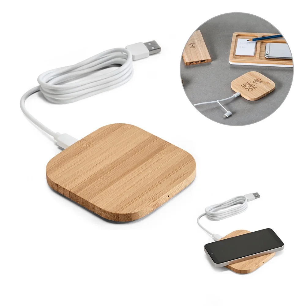 Ecopower. Carregador Por Indução Super-rápido em Bambu (15w)