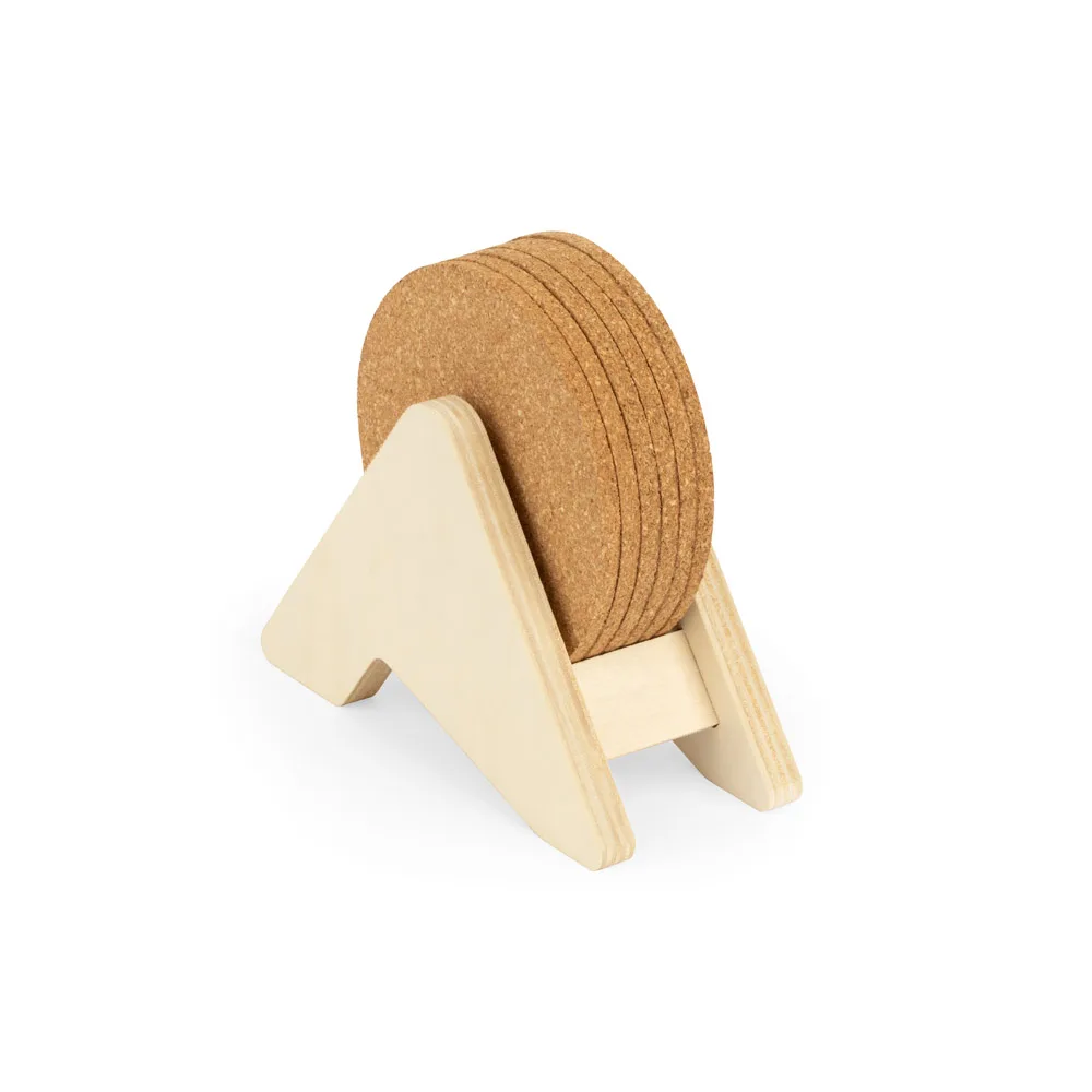 Plycork. Porta Copos em Madeira Com 6 Bases Para Copos em Cortiça - alternativa