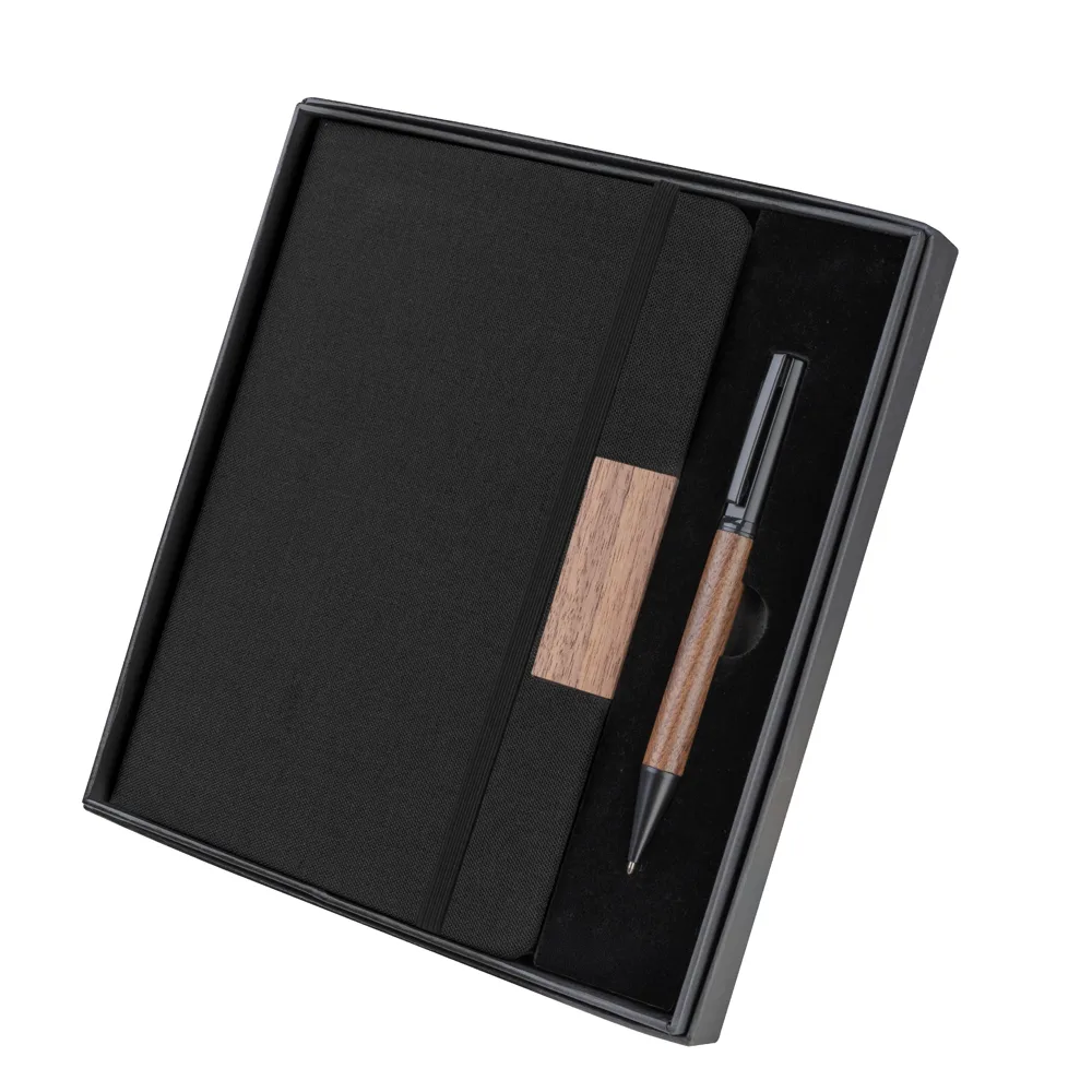 Kit Escritório Caderno A5 em Rpet Com Detalhes em Madeira de Nogueira - alternativa