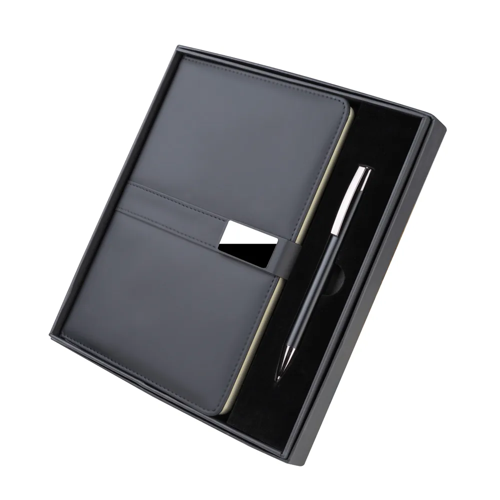 Kit Escritório Caderno A5, Capa Pu e Caneta Metal - alternativa