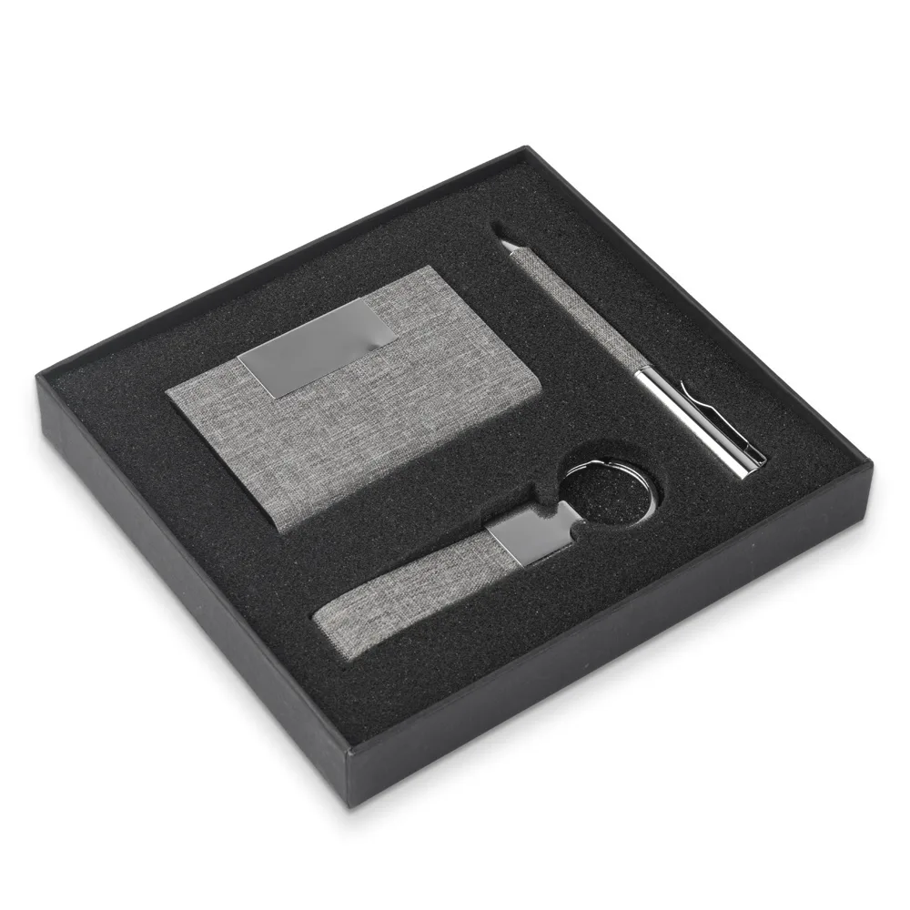 Kit Escritório Porta Cartão, Chaveiro e Caneta Metálica - alternativa