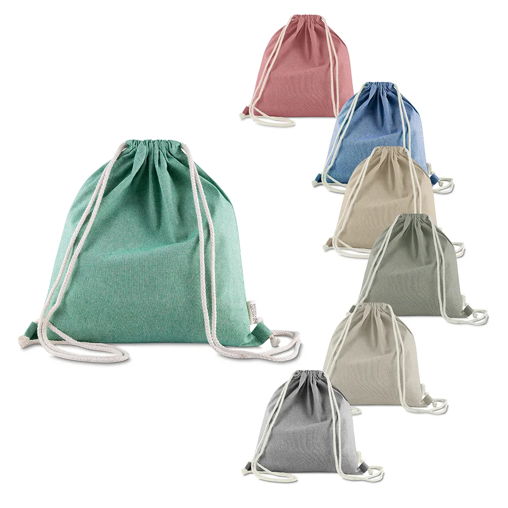 Sacola/mochila em Algodão Mescla Reciclado 140g/m²