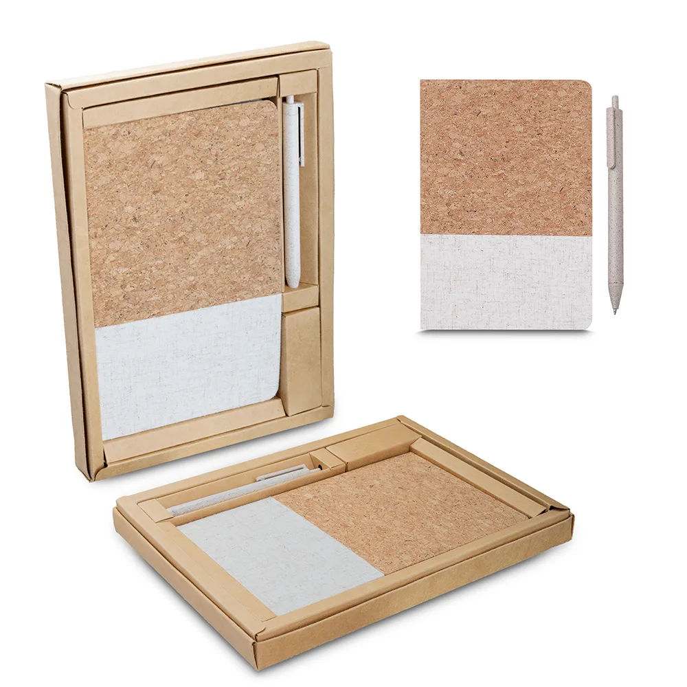 Caderno B6 Capa em Bambu Com Caneta (18x13cm)