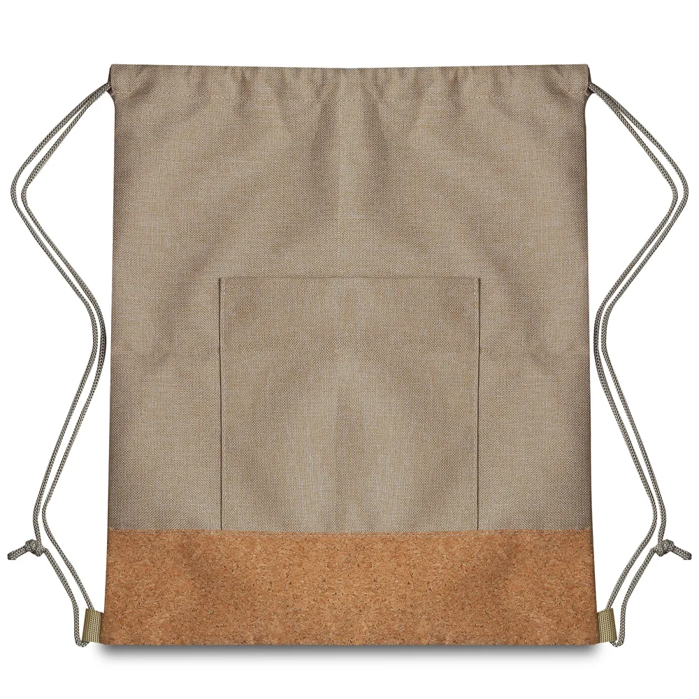 Sacola/mochila em Poliéster 600d e Cortiça (34x38cm) - alternativa